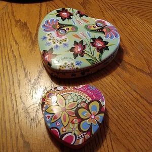2 heart shaped Brighton tins